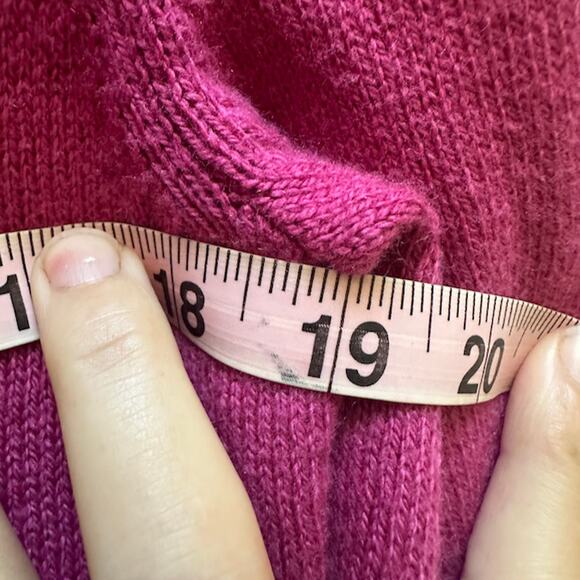 Lands End Women's Cardigan Raspberry Ruffle Front Open Cotton Wool Blend M 10-12 - Picture 6 of 7
